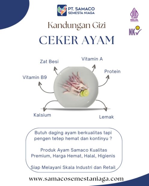 KANDUNGAN GIZI CEKER AYAM – PRODUK RPA SAMACO